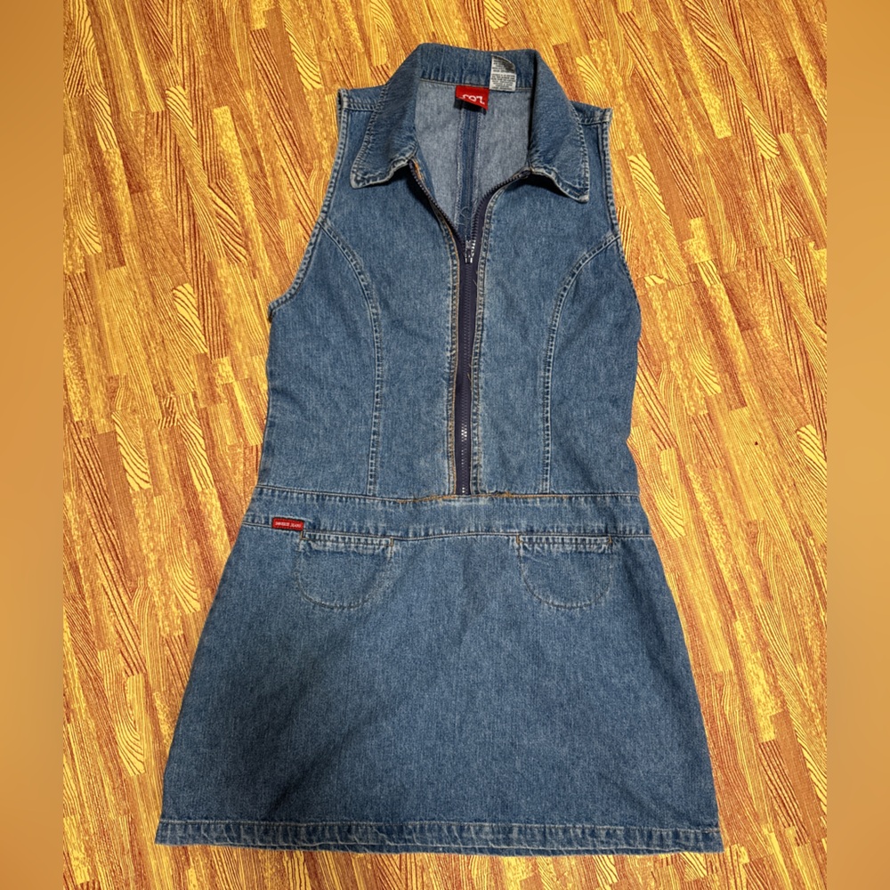 Denim Sleeveless Zip-Up Dress